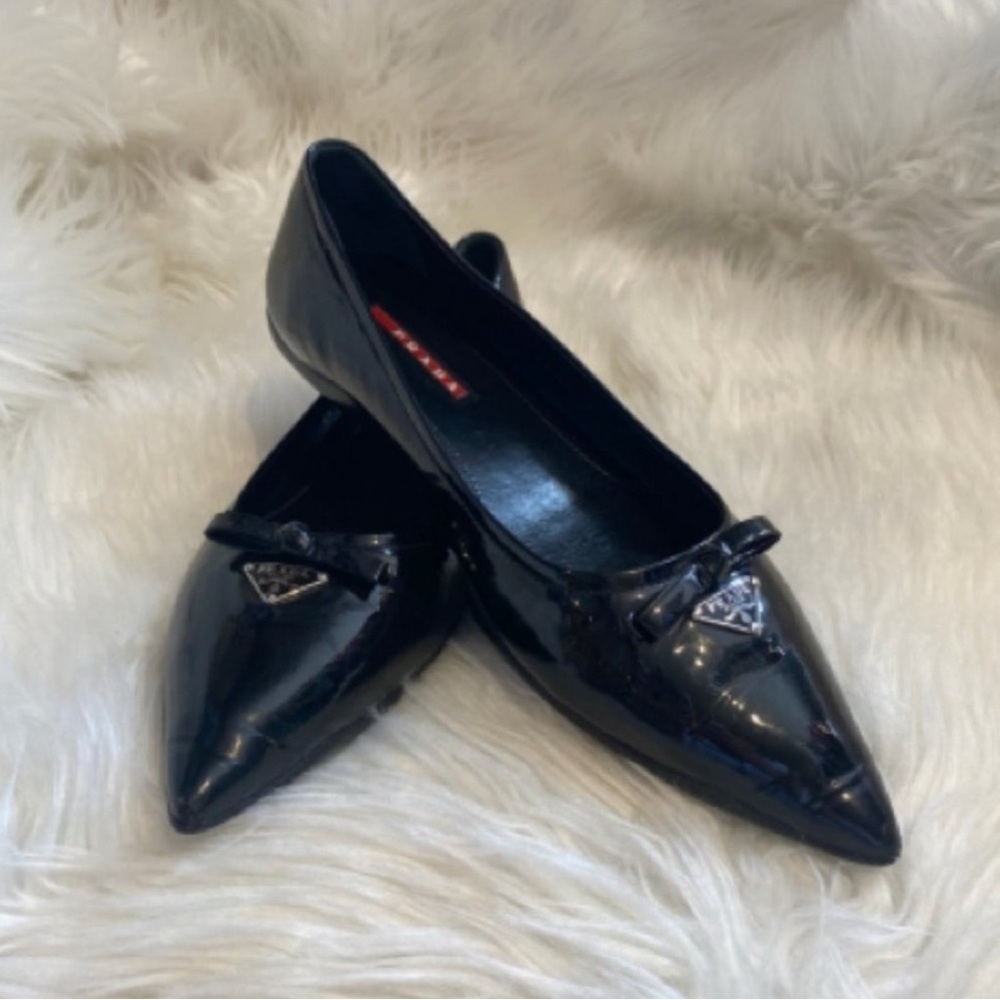 Prada Black Patent Leather Women's Flats